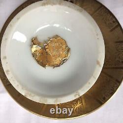 Vintage Limoges Chateau De Cruou Porcelain D'Art Toulouse Gold Cup & Saucer