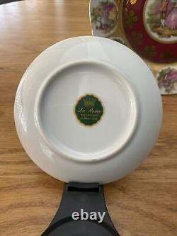 Vintage Limoges La Reine Fragonard 22 Kt Gold Demitasse Cup Saucer Plate Trio