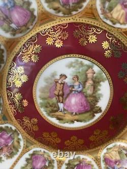 Vintage Limoges La Reine Fragonard 22 Kt Gold Demitasse Cup Saucer Plate Trio