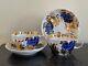 Vintage Lomonosov Porcelain Set Of 2 Cobalt Blue And Gold Cups And Saucers
