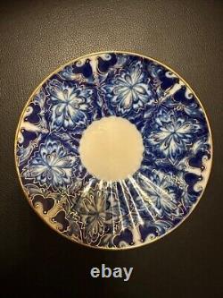 Vintage Lomonosov Russian (USSR) set of 5 tea Cobalt and gold cups and saucers