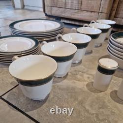 Vintage Marks & Spencer Pemberton Fine Bone China Compete Set Green/Gold Borders