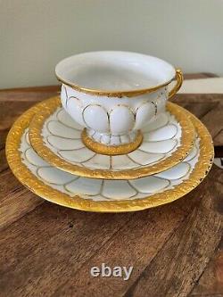 Vintage Meissen German X-Form Golden Baroque Porcelain Trio (cup, saucer, plate)