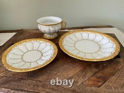 Vintage Meissen German X-Form Golden Baroque Porcelain Trio (cup, saucer, plate)