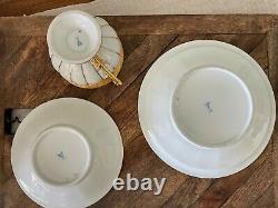 Vintage Meissen German X-Form Golden Baroque Porcelain Trio (cup, saucer, plate)