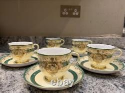 Vintage Meito China Porcelain Hand Painted & Gilded, 5 Tea Cups and Saucers