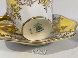 Vintage Mini / Small Coalport Yellow & Gold Demitasse Cup & Saucer's Pair