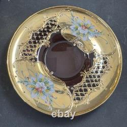 Vintage Murano Ruby And Gold Coffe Set Coffepot Cups Saucers Creamer Sugar