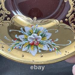 Vintage Murano Ruby And Gold Coffe Set Coffepot Cups Saucers Creamer Sugar