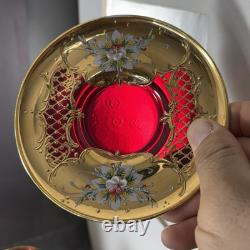 Vintage Murano Ruby And Gold Coffe Set Coffepot Cups Saucers Creamer Sugar