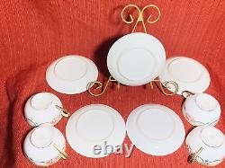Vintage Noritake 4 Cups and 5 Saucers Hand Painted Roses with Beaded Gold Swag