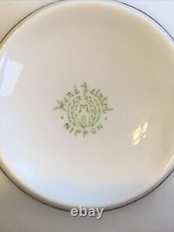 Vintage Noritake 4 Cups and 5 Saucers Hand Painted Roses with Beaded Gold Swag