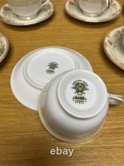 Vintage Noritake Allure (11 Sets) Footed Cups & Saucers withGold Trim