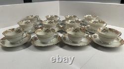 Vintage Noritake China Cups & Saucers Set of 12 Floral Gold Trim Japan