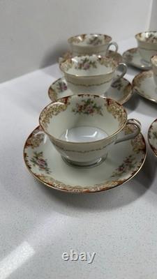 Vintage Noritake China Cups & Saucers Set of 12 Floral Gold Trim Japan