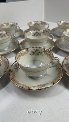 Vintage Noritake China Cups & Saucers Set of 12 Floral Gold Trim Japan