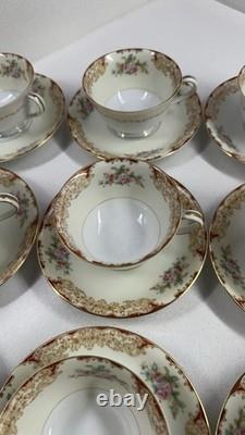Vintage Noritake China Cups & Saucers Set of 12 Floral Gold Trim Japan