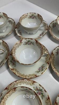 Vintage Noritake China Cups & Saucers Set of 12 Floral Gold Trim Japan
