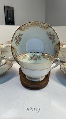 Vintage Noritake China Cups & Saucers Set of 12 Floral Gold Trim Japan
