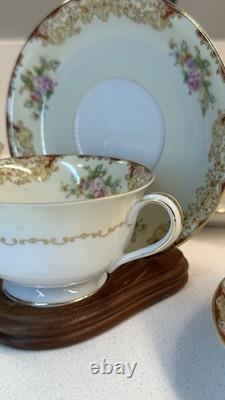 Vintage Noritake China Cups & Saucers Set of 12 Floral Gold Trim Japan