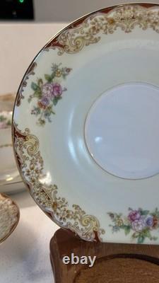Vintage Noritake China Cups & Saucers Set of 12 Floral Gold Trim Japan