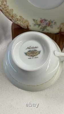 Vintage Noritake China Cups & Saucers Set of 12 Floral Gold Trim Japan