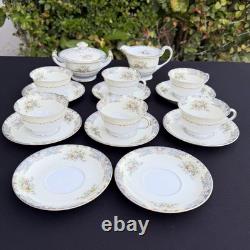 Vintage Noritake Posy 3034 Japan Tea Cups & Saucers Set 16pc Floral Gold Trim