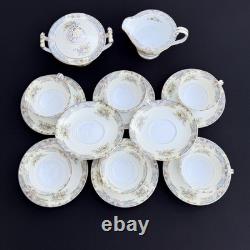 Vintage Noritake Posy 3034 Japan Tea Cups & Saucers Set 16pc Floral Gold Trim