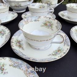 Vintage Noritake Posy 3034 Japan Tea Cups & Saucers Set 16pc Floral Gold Trim
