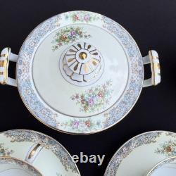Vintage Noritake Posy 3034 Japan Tea Cups & Saucers Set 16pc Floral Gold Trim
