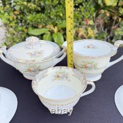 Vintage Noritake Posy 3034 Japan Tea Cups & Saucers Set 16pc Floral Gold Trim