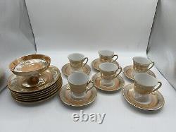 Vintage Noritake Set 19 Pieces Orange Lusterware Gold Bird Set RARE Japan