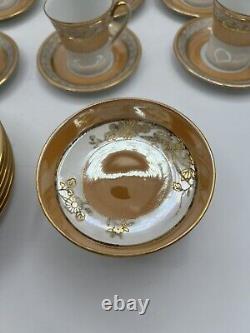 Vintage Noritake Set 19 Pieces Orange Lusterware Gold Bird Set RARE Japan