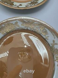 Vintage Noritake Set 19 Pieces Orange Lusterware Gold Bird Set RARE Japan