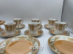 Vintage Noritake Set 19 Pieces Orange Lusterware Gold Bird Set RARE Japan