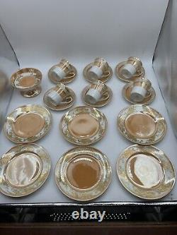 Vintage Noritake Set 19 Pieces Orange Lusterware Gold Bird Set RARE Japan