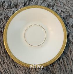 Vintage Oxford Bone China Bennington Tea Cups & Saucers Set 8 Gold Rim Made USA