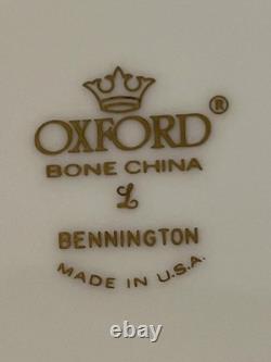 Vintage Oxford Bone China Bennington Tea Cups & Saucers Set 8 Gold Rim Made USA