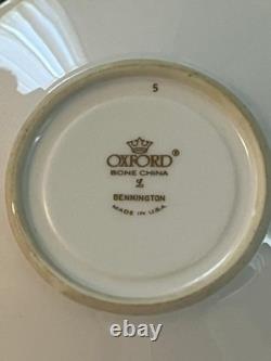Vintage Oxford Bone China Bennington Tea Cups & Saucers Set 8 Gold Rim Made USA