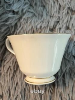 Vintage Oxford Bone China Bennington Tea Cups & Saucers Set 8 Gold Rim Made USA