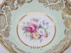 Vintage Paragon Bone China Light Green Pink Rose Gold Tea Cup & Saucer Superb