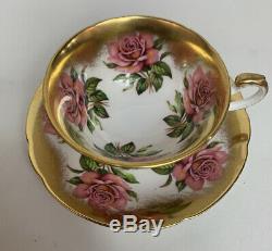 Vintage Paragon Bone China Pink Roses and Heavy Gold Cup & Saucer