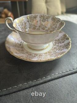 Vintage Paragon Bone China Teacup and Saucer rose and fruit pattern with gold