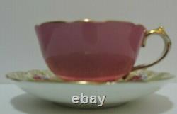 Vintage Paragon China Tea Cup & Saucer Pink with Pink Rose & Gold Lace Pattern
