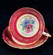 Vintage Paragon Dw England Anemones Poppy Gold Filigree Maroon Cup Saucer A2108