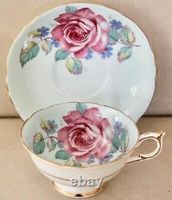 Vintage Paragon Double Warrant Cabbage Rose Pink Tea Cup Saucer Gold Trim