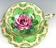 Vintage Paragon England Victoria Floating Cabbage Rose Cup & Saucer Green /gold