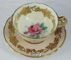 Vintage Paragon Pale Pink & Gold Gilt Cabbage Rose Fine Bone China Cup & Saucer