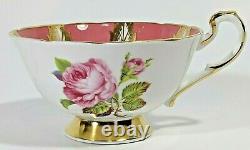 Vintage Paragon Pink Cup & Saucer, Cabbage Rose, Rose Panels, Gold Gilt & Trims
