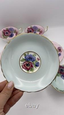 Vintage Paragon Poppy and Anemone Teacup And Sauser x3 Rose Bone China Gold Rim